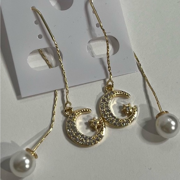 14k goldfilled moon drop earrings - Picture 2 of 3